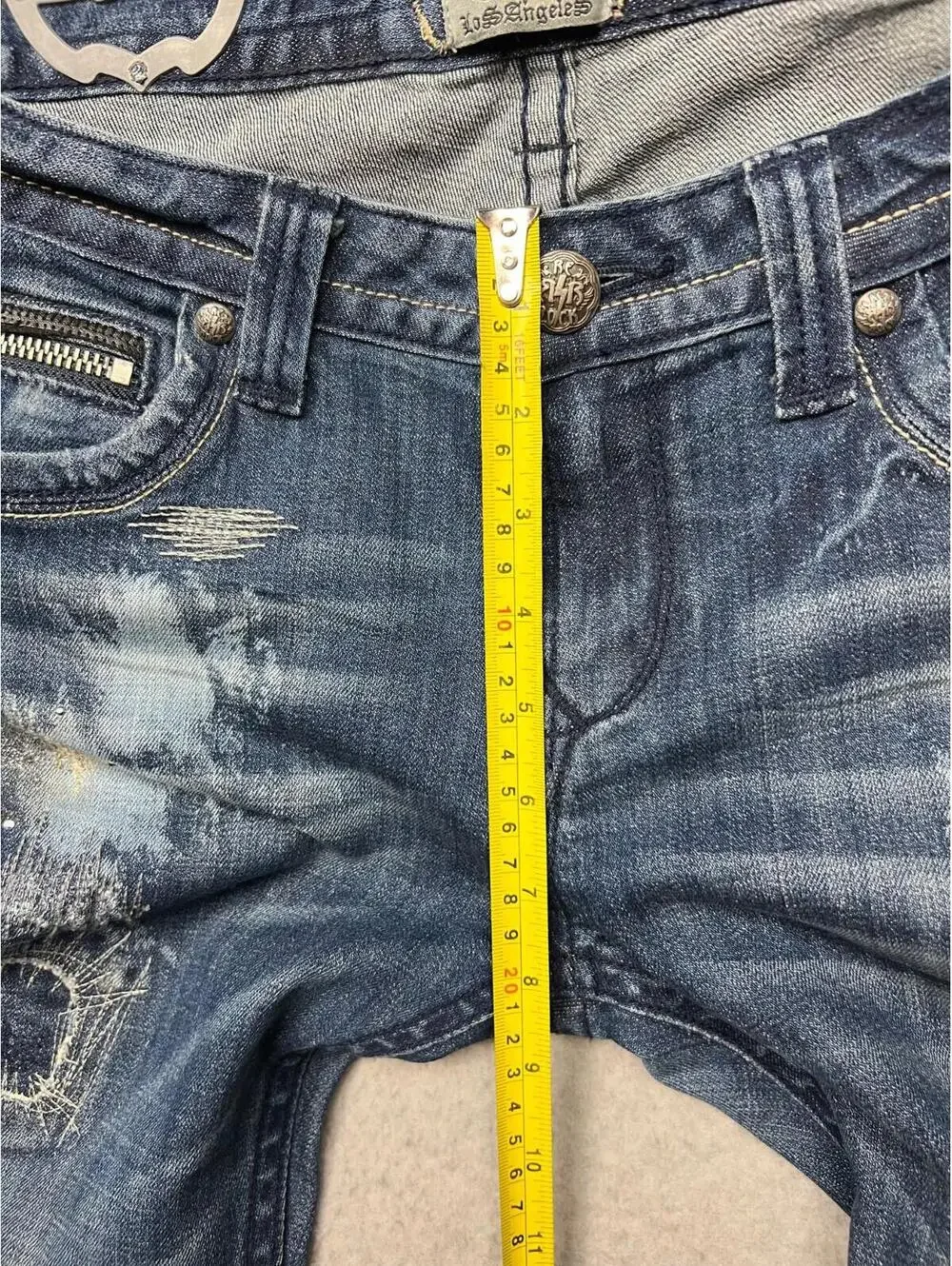 90s Y2k Express Rerock Distress Denim Jeans Womens 8 Embroidered Glam Rock